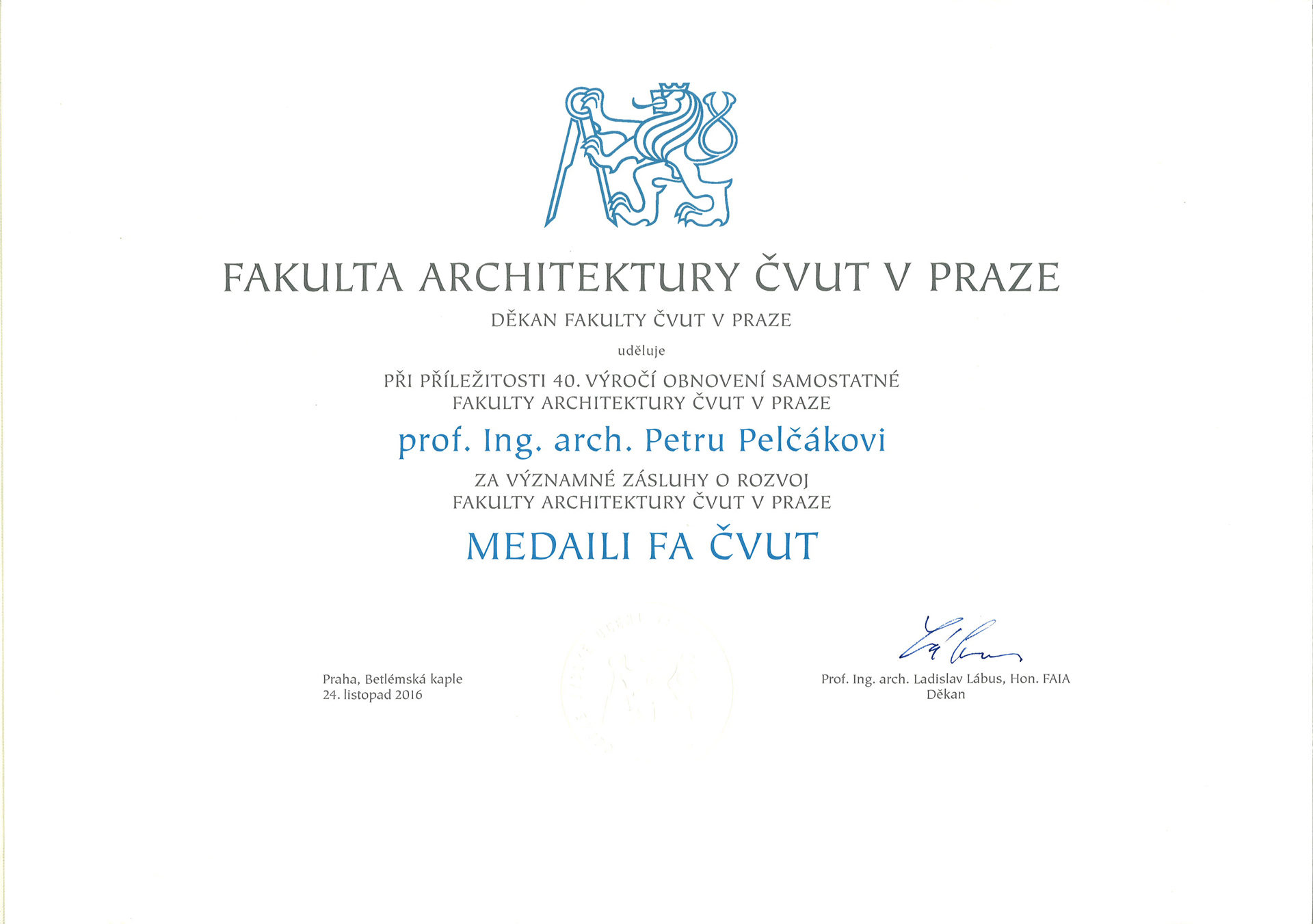 Medaile FA ČVUT