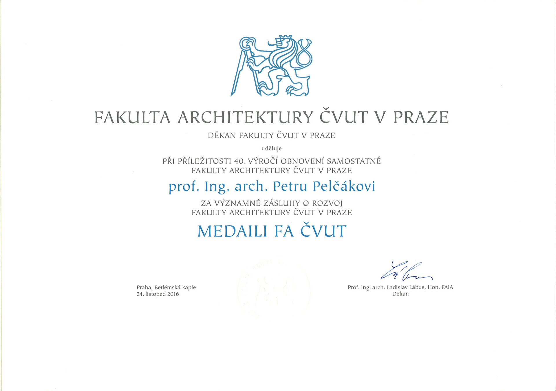 Medaile FA ČVUT