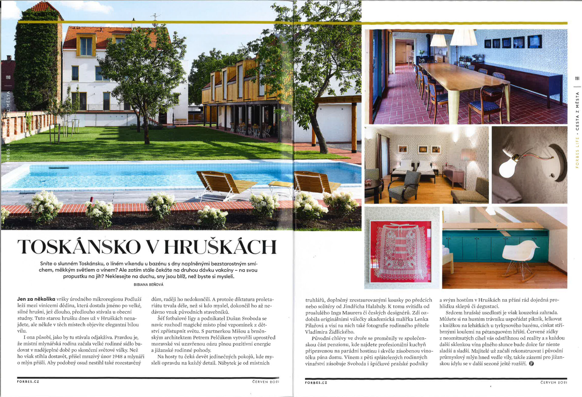 Publikování projektu Penzion Hrušky na EARCH.CZ a ve FORBES