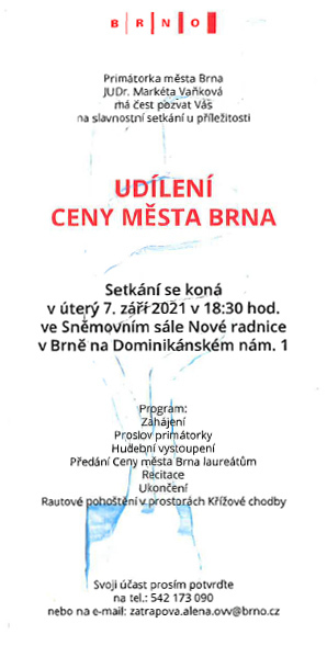 Cena města Brna v oblasti architektura a urbanismus za rok 2020