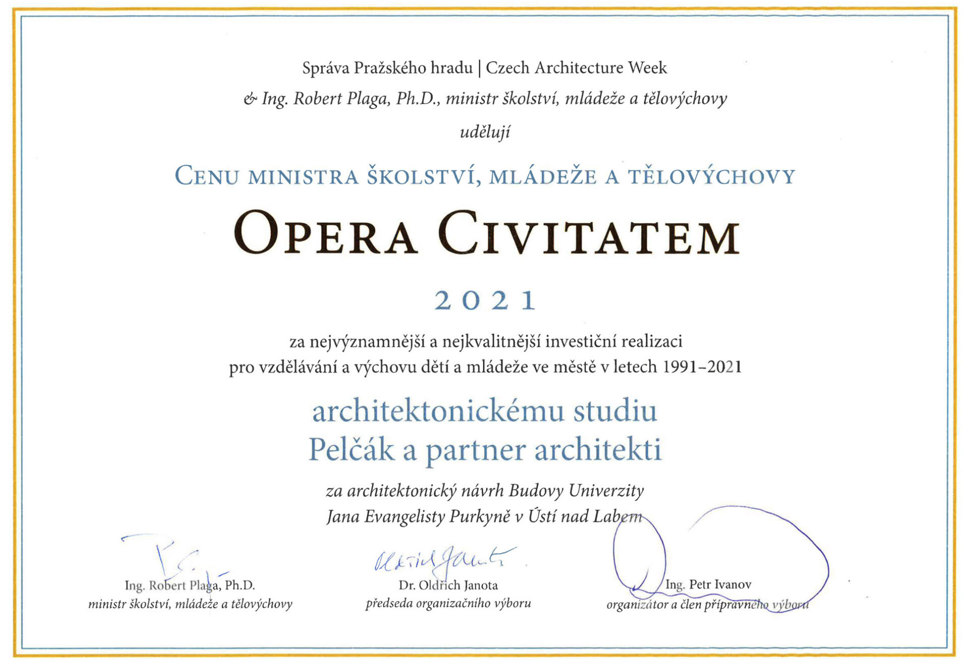 Cena ministra školství 1991 – 2021 za Univerzita J. E. Purkyně v Ústí nad Labem